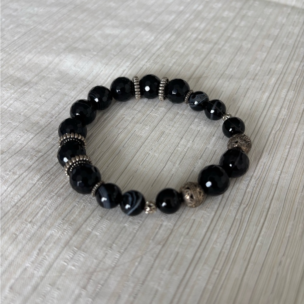 Black and Silver Beaded Bracelet